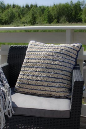 Waves and Stripes Crochet Pillow