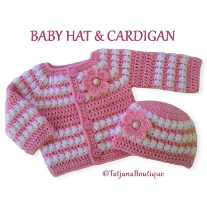 Baby Girl Hat and Cardigan