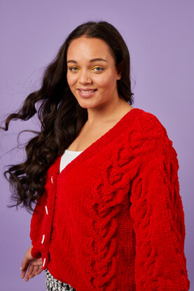 With Love Cardigan - Free Knitting Pattern for Women in Paintbox Yarns Chenille by Paintbox Yarns