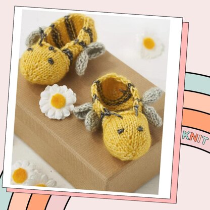 Baby Bumble Bee Booties Knitting Pattern
