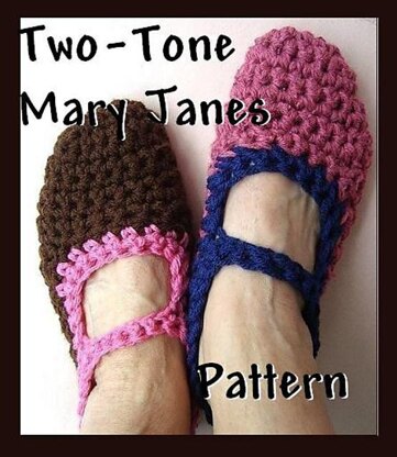 Crochet Slippers Pattern - Two Tone Mary Janes by Ashton11 