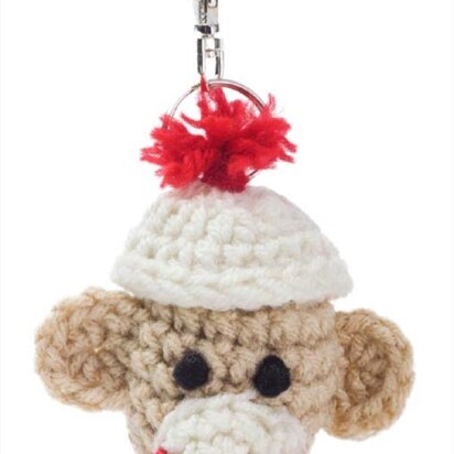 Sock Monkey Key Fob in Red Heart Super Saver Economy Solids - LW2845