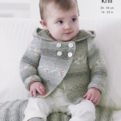 Hooded Jacket, Blanket & Bootees in King Cole Drifter For Baby DK - 4487 - Downloadable PDF