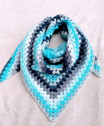 Aquamarine Joy Triangle Crochet Shawl