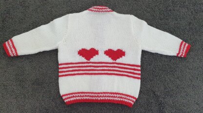 Pippa - Girl's heart and stripe cardigan