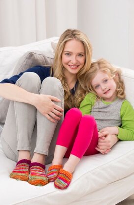 Mom & Me Slippers in Red Heart With Love Multis - LW4375