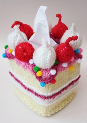 Cherry Cake Tissue Box Cover Knitting PatternCherry Cake Tissue Box Cover
