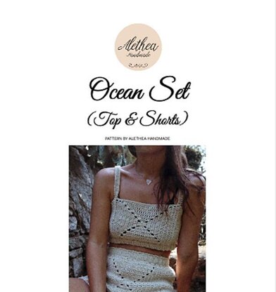 OCEAN SET (Top & Shorts) | crochet summer set, granny square set, beach set , crochet pattern