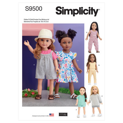 Simplicity 18-Zoll-Puppenkleider S9500 - Schnittmuster, Einheitsgröße