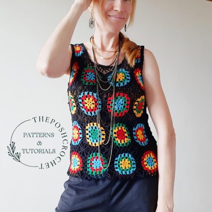 Crochet Patchwork Tank TOP Cover Up.