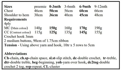 Crochet Pattern baby dress & hat UK & USA Terms #100