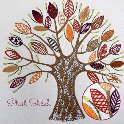 Stitch Fun with Leaves Hand Embroidery Pattern