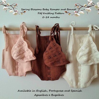 Spring Blossoms Baby Romper and Bonnet | 0-24 months - knitting pattern