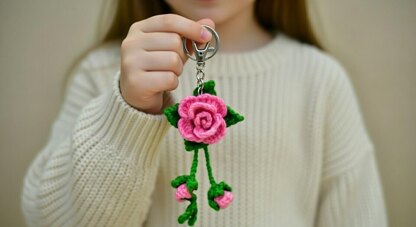 3D Crochet Flower Bag Charm & Keychain Pattern (PDF + Video Tutorial)
