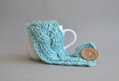 Crochet Cabled Cup Cozy, Coffee Cozy