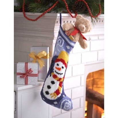 Knit Snowman Stocking in Bernat Super Value - Downloadable PDF