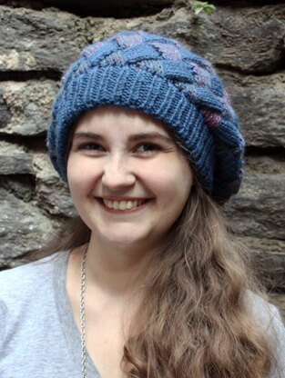 Entrelac Beret in Lion Brand Wool-Ease and Amazing - L10502