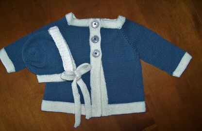 Baby cardigan and bonnet set