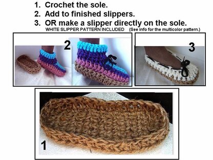 JUTE SOLES FOR SLIPPERS, & Slipper Pattern