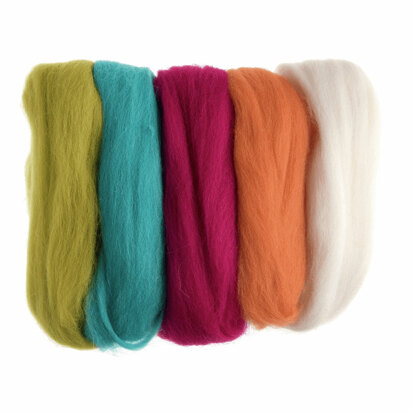 Trimits Natural Wool Roving: 50g: Assorted Neon Brights