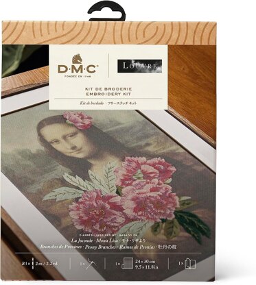 DMC Inspired by Mona Lisa & Peony Branches, Leonardo Da Vinci & P.J Redouté, Le Louvre, Embroidery Kit