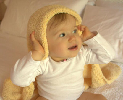 Lamb Ears Hooded Baby Blanket in Plymouth Yarn Daisy - 2499 - Downloadable PDF