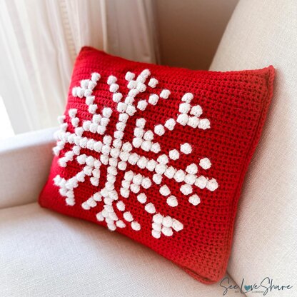Snowflake Bobble Stitch Pillow