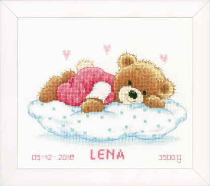 Vervaco Counted Cross Stitch Kit Snoozing Teddy Bear Cross Stitch Kit