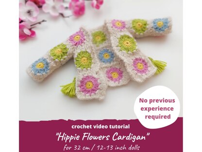 Hippie Flowers Granny Square Cardigan for Paola Reina doll