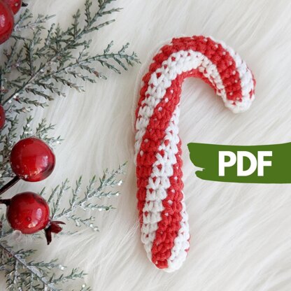 Candy cane crochet Christmas ornament pattern