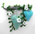 Hanging decoration hearts & flowers - simple from scraps of yarn