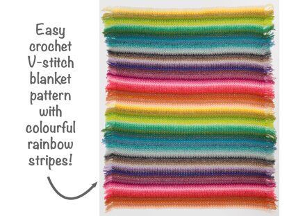 Rainbow V-stitch Stripe Blanket