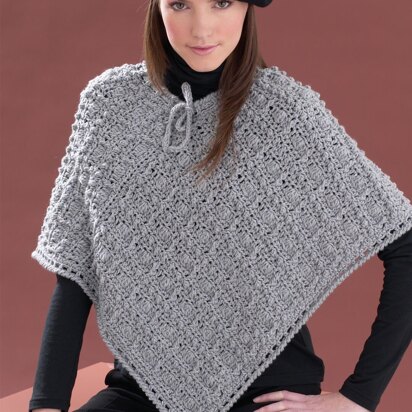 Perfect Patterned Poncho in Bernat Super Value - knitting pattern