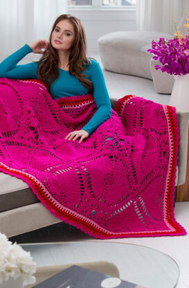 Love My Valentine Throw in Red Heart Super Saver Economy Solids - LW4613 - Downloadable PDF