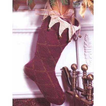 Burgundy Holiday Stocking in Patons Canadiana
