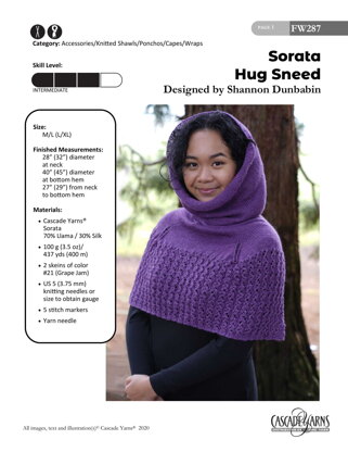 Sorata Hug Sneed in Cascade Yarns - FW287 - Downloadable PDF