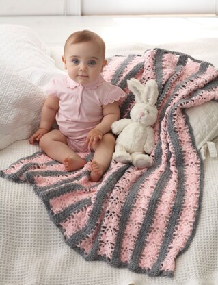 Lacy Stripes Blanket in Bernat Softee Baby Solids