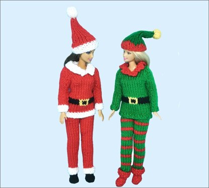 Barbie doll Elf and Santa outfits