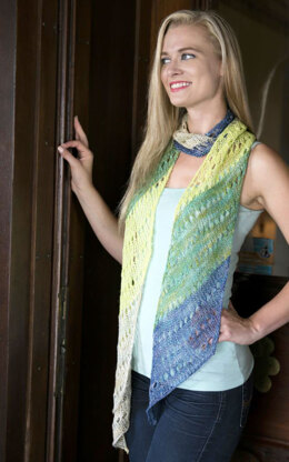 Striped Diagonal Scarf in Plymouth Yarn Nettle Grove - F702 - Downloadable PDF