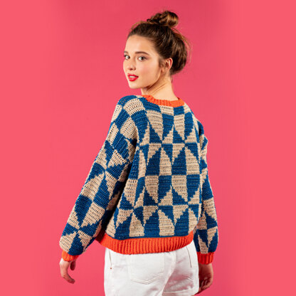 Geometric Tile Sweater - Free Sweater Crochet Pattern For Women in Paintbox Yarns Cotton DK by Paintbox Yarns