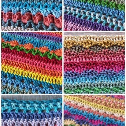 Mixed Crochet Stitches Sampler Multiple Blanket Sizes in one Pattern