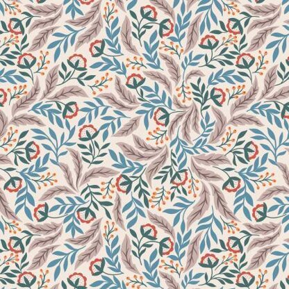 Arts floral with copper metallic on cream (A585.1)