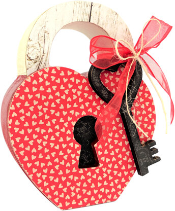 Foundations Decor Interchangeable "O" Wood Shape - February - Lock & Key, 4.5"X5.75"
