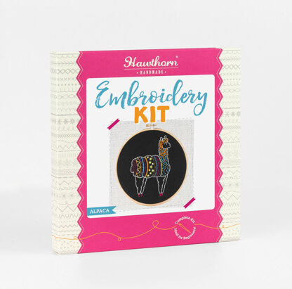 Hawthorn Handmade Alpaca Black Printed Embroidery Kit