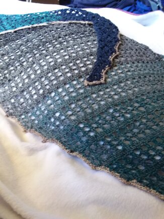 Flora shawl in Its a Wrap Rainbow Not blocked #5