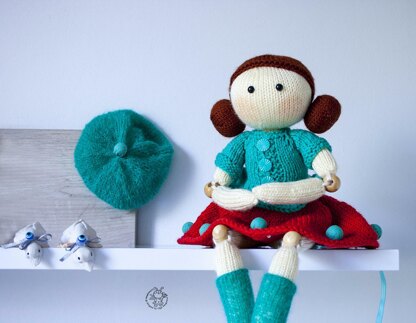 Doll Samanta ( beads jointed) knitted flat