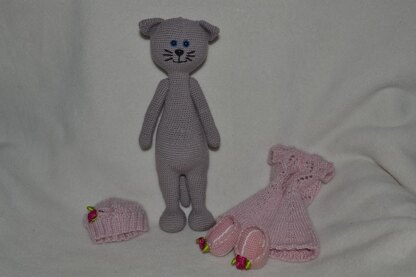 Luiza Grey cat amigurumi doll