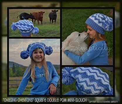 "Chasing Chevrons" Square Double Pom Mini Slouch