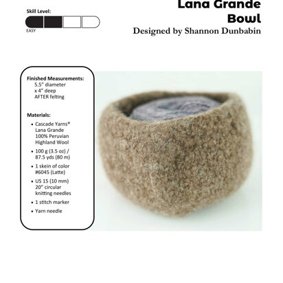 Lana Grande Bowl in Cascade Yarns - B269 - Downloadable PDF
