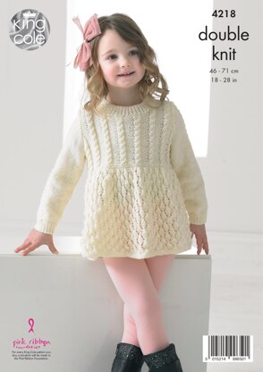 Girls Lace Cardigan and Sweater in King Cole Big Value Baby DK - 4218 - Downloadable PDF